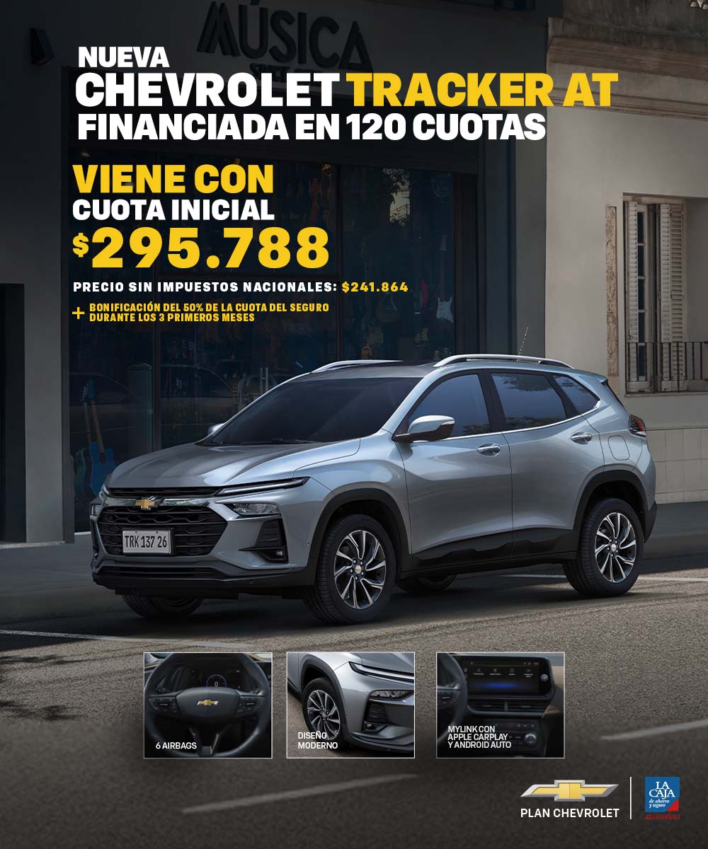 Chevrolet Tracker AT con promoción de financiamiento y cuota inicial.